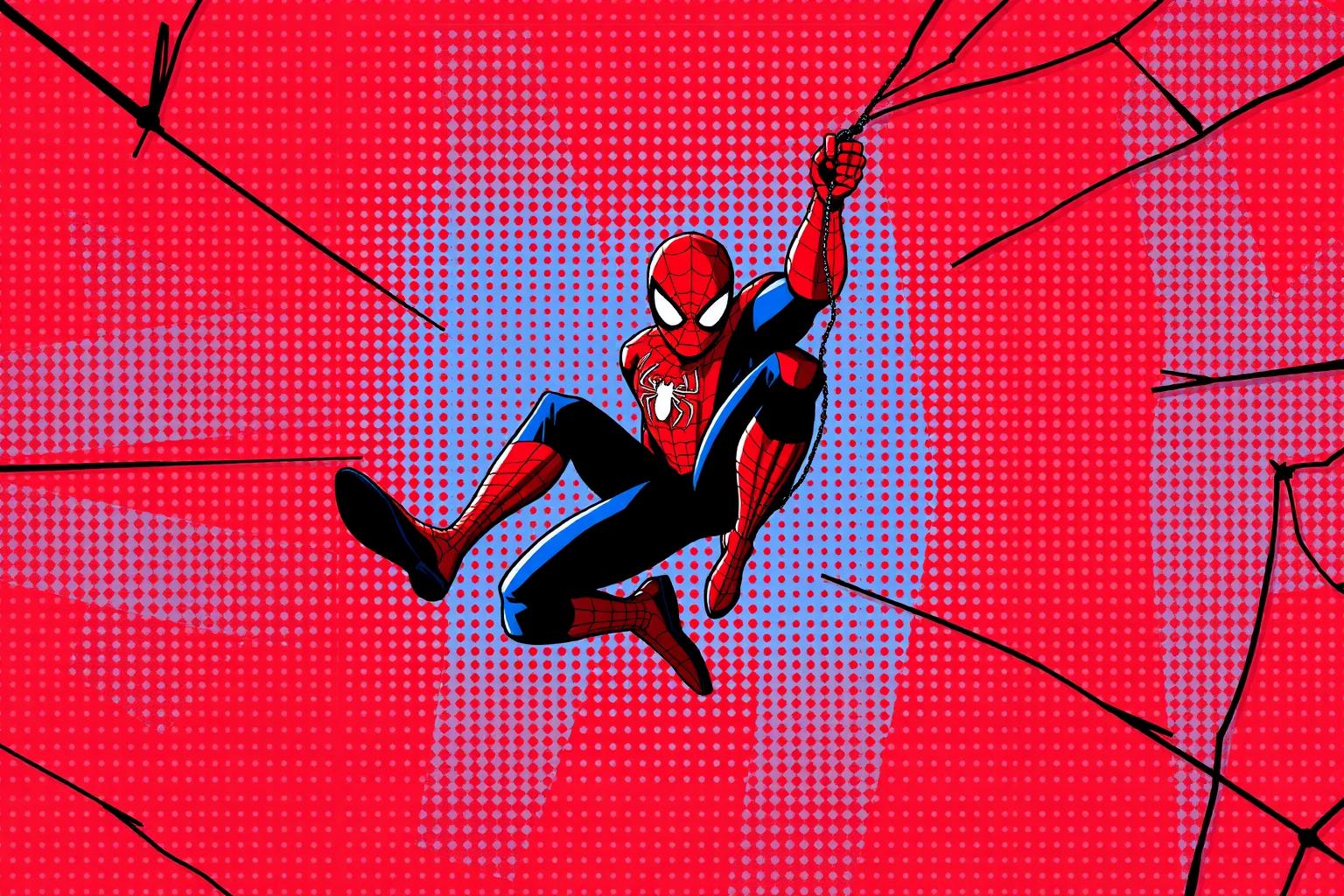 Homem-Aranha balançando na teia